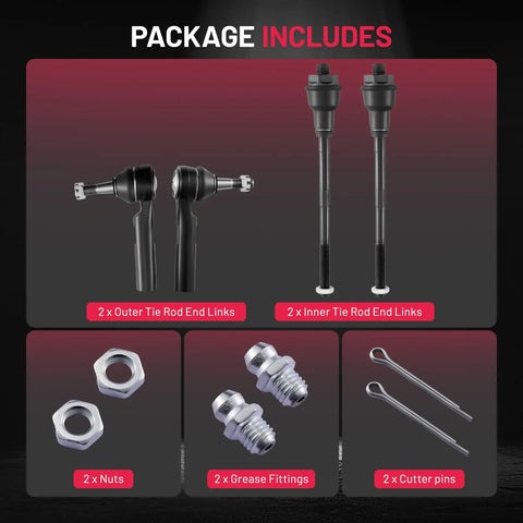 4 Piece Front Tie Rod End Kit For GM Trucks And SUVs 1999 To 2006 Silverado 1500 Tahoe Suburban Avalanche 1500 Sierra 1500 Yukon XL Escalade ESV EXT Fits All, 2 outer and 2 inner links