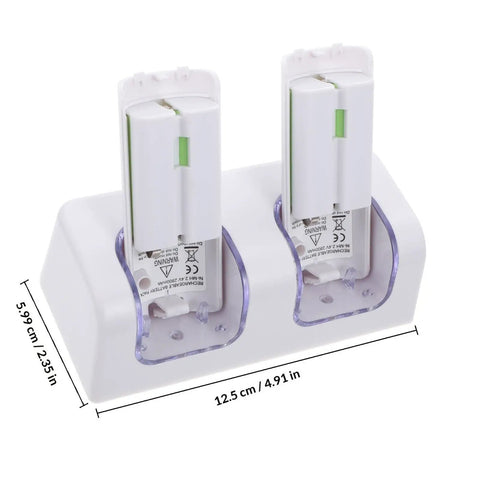 Two Slot Battery Charging Dock With USB Cable For Game Remote Controllers Dope White High End Design Compact Stand, 12.5 cm