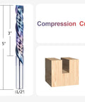 Compression Spiral Router Bit With One-Half Inch Shank Up Down Carbide CNC Bit For Wood Carving, Three-Inch Cutting Length, Five-Inch