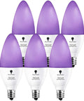 6 Pack LED Black Light Bulbs 6W E12 Candle Socket Neon Glow 385-400 Nanometer Range For Body Paint, Party Decor, Fluorescent Posters