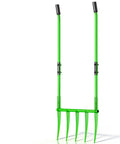 Heavy Duty Broadfork Garden Tool With Five Sharp Cambered 11 Inch Tines 56 Inch Unibody Shaft Unbreakable Construction Ergonomic Handles Easy Assembly Cultivator And Tiller For All Soil Types Durable Green