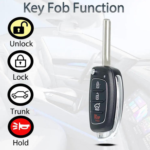 Hyundai Sonata Key Fob Replacement Fits 2014 2015 2016 2017 Flip Remote Keyless Entry 4 Button 46 Chip PN 95430-C1010 C1000