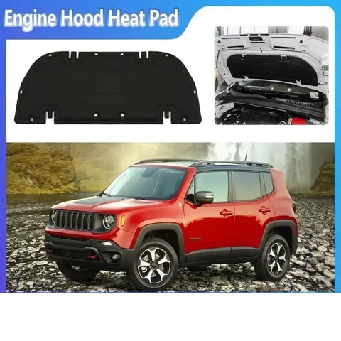 Renegade Engine Heat Cotton Mat Front Hood Soundproof Pad Insulation For Jeep 2015 To 2025 Easy Install Flame Retardant Auto Part That Cuts Engine Noise Whistle And High Frequency Rattle, black hood pad