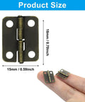 Bronze Mini Hinge Set for Wooden Boxes and Tiny Doors, 18 x 15mm, 50 Pcs with Screws, Durable Iron Construction size comparison