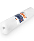 Single 5 Micron 20 Inch By 4.5 Inch Water Filter Cartridge, angled view showing label for sediment and CTO carbon filtration.