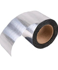Heavy Duty Aluminum Foil Asphalt Self Adhesive Waterproof Sealing Tape roll showcasing shiny surface and black backing for outdoor use.