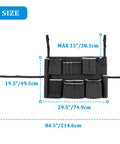 Badass Utility Trash Can Caddy Bag With Dope Storage Pockets For 32 To 55 Gallon Garbage Bins And Slick Adjustable Straps. Size measurements shown.