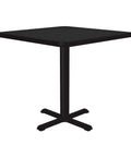 Square 30 Inch Black Granite Top Cafe And Break Room Table With Textured Black Cast Iron Base And 3 Inch Steel Column, Side View