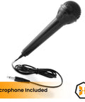 Microphone included in 61 Key Portable Keyboard Piano Kit With Stand, Built-In Speakers, Microphone, And Learning System For Beginners.