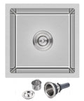 Undermount 18 Inch Bar And Prep Sink With Single Bowl, 18 Gauge T304 Stainless Steel, Quiet Sound Dampening, Rust And Corrosion Resistant Kitchen Sink With Strainer, Handmade Small Kitchen Sink For Bar Or Prep Areas top view with components