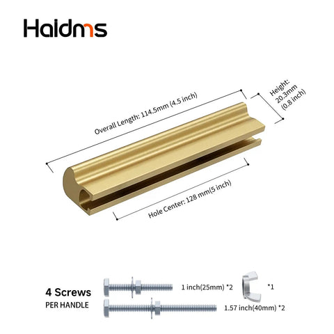 25 Pack Adjustable Cabinet Handles Gold Brass Drawer Pulls, 4.5 inch length, screws and adapter included