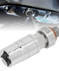 Fix Stripped Oil Pan Threads Fast With This M12x1.75 Self Tapping Drain Plug Kit Made From Durable Grade 304 Stainless Steel Including Extended Bit And Wrench For Quick Car Maintenance Jobs And Easy Engine Fixes. M12x1.75 stainless drain plug with wrench installed in oil pan