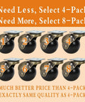 Vintage 2 Inch Ball Caster Wheels For Furniture Antique Brass Swivel Plate Castors shown in 8-pack arrangement.