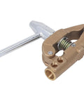 Brass Grounding Welding Clamp With Rubber Sleeve, 800A Capacity, 32mm Jaw, showing side view with metal handle and jaw details