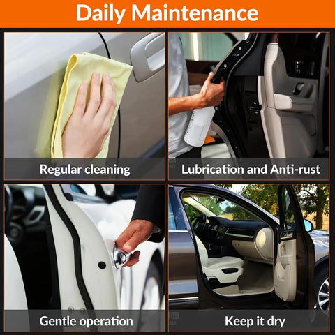 Daily maintenance tips for cars: cleaning, lubrication, gentle operation, and keeping doors dry.