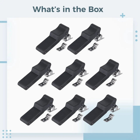 Eight Piece Flexible Rubber Draw Latch Set For Toolboxes Cases RV Drawers And Coolers With Stainless Steel Toggle Latches
