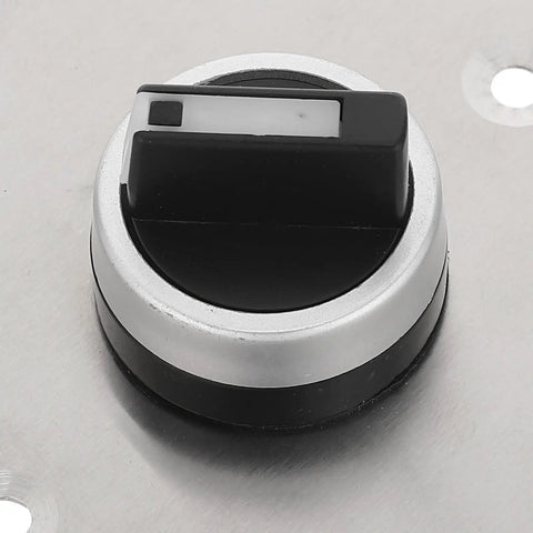 Rock Solid Three Position Rotary Switch With Brushed Stainless Steel One Hole Panel Plate For Cleanroom Medical Labs and busy workshop setups, detailed view of rotary knob.