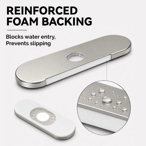 Foolproof Brushed Nickel Deck Plate And Faucet Hole Cover For Three Hole Sinks With Dead Stop Foam Gasket Plus Slick Stainless Steel Flange Build That Kills Drips And Keeps Your Kitchen Setup Tight