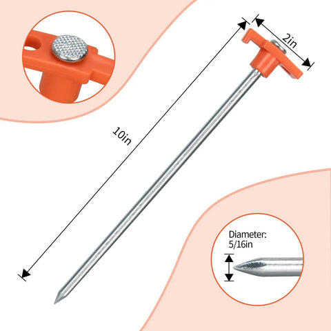 Beefy Heavy Duty 10 Inch Tent Stakes And Hammer Kit 10 Pack With Storage Pouch For Easy Setup And Strong Anchoring stake detail