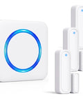 Wireless Door Chime Sensor Alarm When Door Opens For Easy Home Safety Ideal Toddler Barrier And Dementia Care Reminder No Wiring Needed Quick Setup No Fuss Loud Alert For Catching Every Open Door Peaceful Home, white plastic sensor set