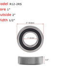 Ball bearing with 1 in bore, 2 in outer diameter, 1/2 in width, double rubber-sealed steel bearing
