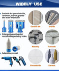 Dope Diamond Core Drill Bit Set For Porcelain Tile Ceramic Marble Granite Drilling With Diamond Drill Bits 6/6/8/25/35/50mm shown with tile samples