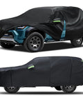 Toyota 4Runner Custom Fit 6 Layer Waterproof SUV Cover All Weather Outdoor Exterior Shield for Rain Sun Wind Protection Heavy Duty Car Cover Black Beefy UV Guard on vehicle