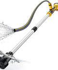 Heavy Duty Cordless Stick Water Transfer Pump With Brushless Motor Delivering 740 GPH Flow Rate And A 33 Foot Max Lift, silver aluminum body in water.