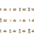 300 Pcs Rivet Nut Kit Stainless Steel Metric M3 M4 M5 M6 M8 M10 M12 And SAE Sizes Eight Thirty-Two Ten Twenty Four Three Eighths