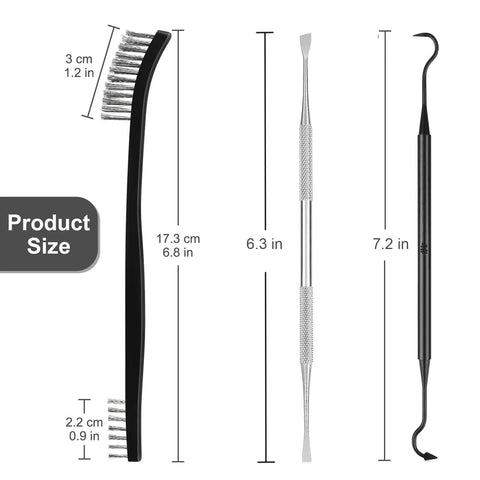 Beast Mode Gun Cleaning Kit With DoubleEnded Bristle Brushes Stainless Steel Picks Nylon And Brass Bristles size comparison image
