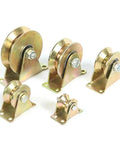 Heavy Duty Four Pack V Groove Slider Roller Balls Stainless Steel Track Pulleys in various sizes for smooth sliding.