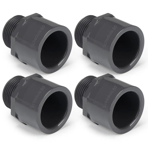4 Pack 1 Inch PVC Pipe Fittings Male Adapters Schedule 80 Socket to NPT Connectors for 836 Series heavy duty corrosion resistant