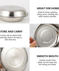 Image of Stainless Steel Outdoor Dining Set With Plates Bowls And Cutlery Compact Camping Tableware Kit showing lid and smooth edges