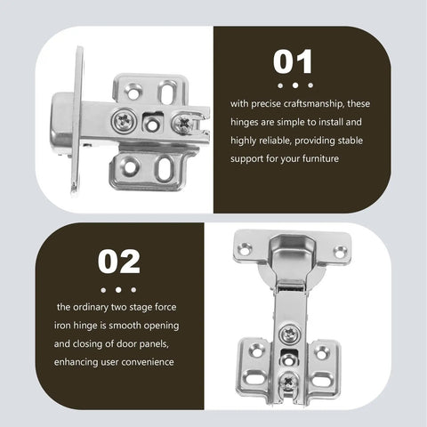 Stainless Steel Full Overlay Cabinet Hinges With Soft Close, Easy Install Concealed Cabinet Door Hinges For Kitchen Cabinets, 2 Pack, Durable Silver Hardware