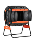 53 Gallon Dual Chamber Compost Tumbler With Easy Turn Rotating Bin And Aeration System Dual Sliding Doors For Quick Load And Continuous Composting