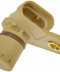Engine Camshaft Position Sensor Direct Replacement Part Number 917744 For Cars And Trucks Plug And Play tan plastic sensor with O-ring and connector