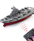 Realistic Military Aircraft Carrier RC Boat With 2.4G Remote Control, Water Surface Power Boat Toy For Kids, High Detail Silver Design