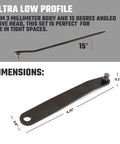 Right Angle Torx Screwdriver Set 5 Piece Bent Offset Tools For Tight Spaces with 15° angled screwdriver dimensions shown