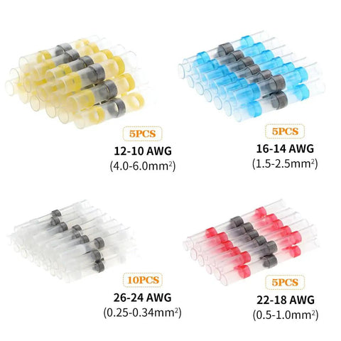 Get Jacked With These Super Tight 50pc Solder Seal Quick Wire Connectors For Fast Heat Shrink Butt Electrical Kits And Cool Automotive Insulated Tube Terminal Gadgets That Rock Your Rig. Assorted 50pc solder seal wire connectors, 12-10 to 26-24 AWG, color coded