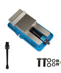 No Nonsense Six Inch Mill Vise Without Base Featuring Rock Solid Cast Iron Construction And Grip Tight Steel Jaws ready for precision CNC jobs