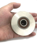 Heavy Duty 2.7 Inch 304 Stainless Steel Sliding Gate Roller Wheel Bearing With V Groove Guide Pulley held in hand