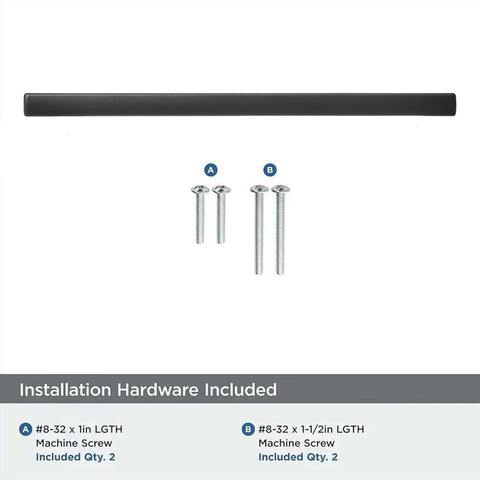 Installation hardware included with 30 Pack 3 Inch Center To Center Solid Matte Black Cabinet Pulls Slim Square Bar Drawer Handles.