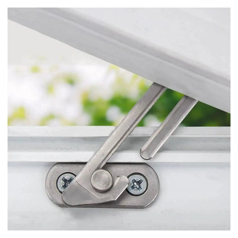 Close-up of Durable Window Restrictor With Adjustable Hook Latch For Casement Windows Cabinet Lock Protection Blocking Stopper