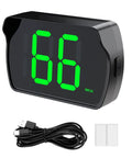 Straight Shot Gps Digital Speedometer For Car Wireless Dash Speed Tracker with LED display, USB power cord, and mounting pads.