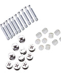 DIY Friendly Furniture Fastener Kit With Cam Lock Fittings And Bolt Dowels 24 Piece Set, white iron and nylon components visible.