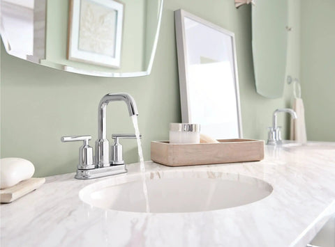 Gibson Two Handle Centerset High Arc Modern Bathroom Faucet With Drain Assembly Chrome Finish Easy Install Four Inch Centerset Vanity Faucet For Any Bath Remodel Upgrade Your Space on marble sink