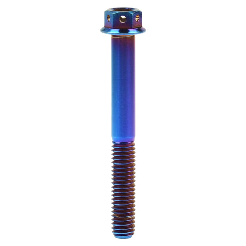 Burnt Blue Titanium M6x60 Flange Hex Head Bolt for Motorcycle Brake Calipers and Bicycle Frames 6AL4V Grade 5 Titanium Inner Hex Allen