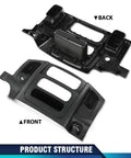 PIT66 dash center radio bezel trim with storage box, solid black; front panel and back frame for Dodge Ram 1500/2500-3500 (2002-2005).