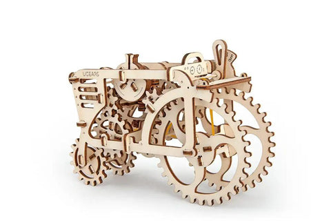 3D Wooden Puzzle Mechanical Tractor Kit With Self Propelled Action Built From Plywood For Grownups And Teens A Hands On Engineering Model That Moves And Makes A Great Gift For Builders And Tinkerers, front view