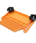 Heavy Duty Stackable Featherboard Woodshop Safety Kickback Blocker Table Saw Router Table Band Saw Dead Grip clamping jig in orange.